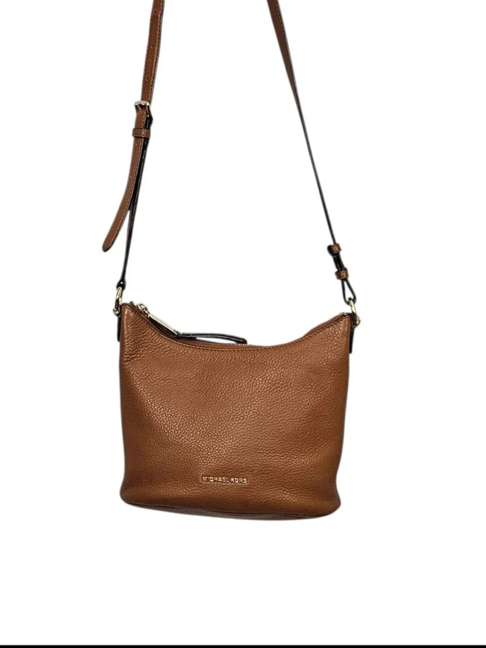 Michael Kors Lupita Pebble Leather Hobo Messenger Shoulder Bag COA Brown